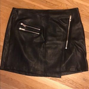 Faux Leather Wrapover Miniskirt